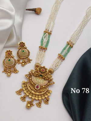 Brass High Gold Mala Pendal Set 16