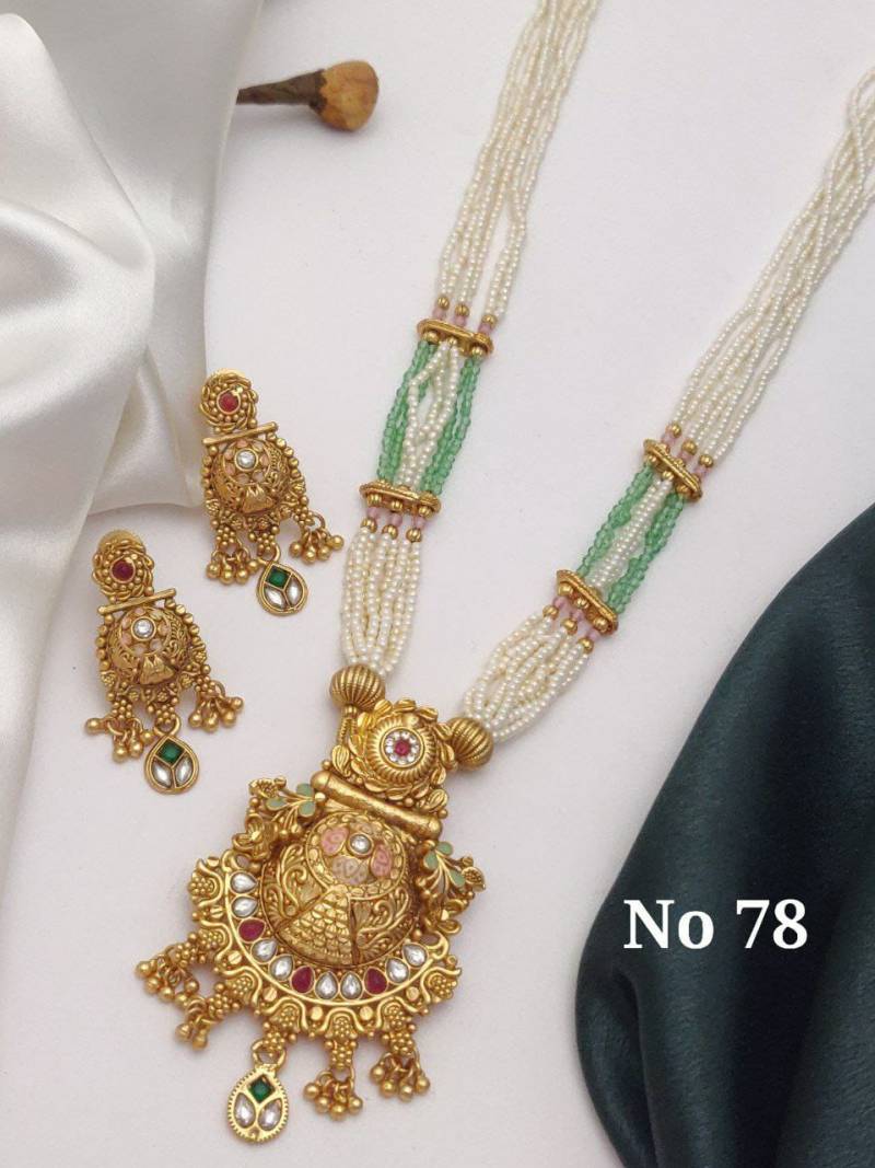 Brass High Gold Mala Pendal Set 16