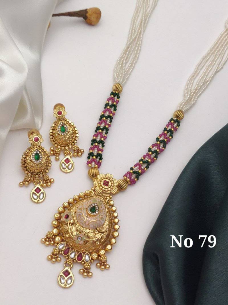Brass High Gold Mala Pendal Set 16