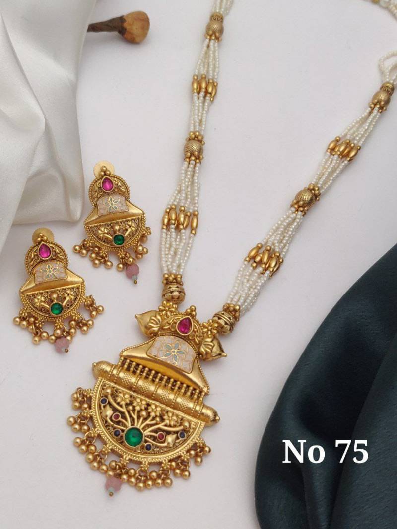 Brass High Gold Mala Pendal Set 16