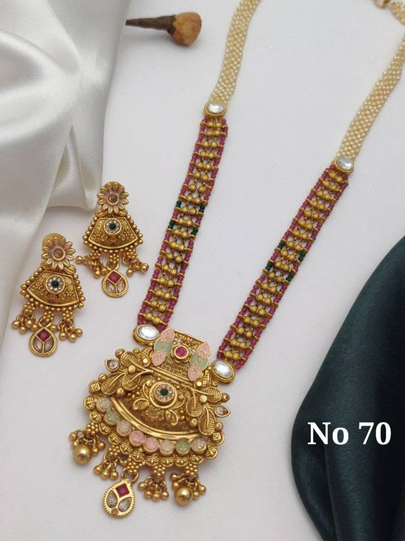 Brass High Gold Mala Pendal Set 17