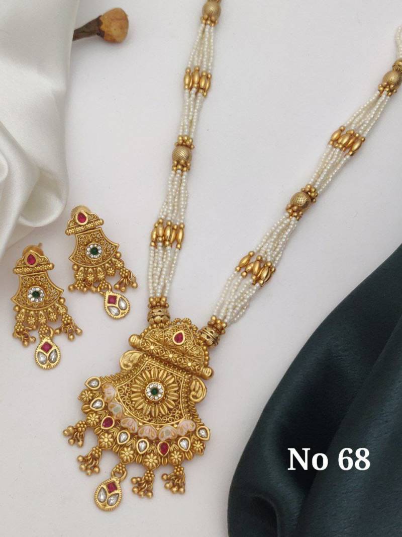 Brass High Gold Mala Pendal Set 17
