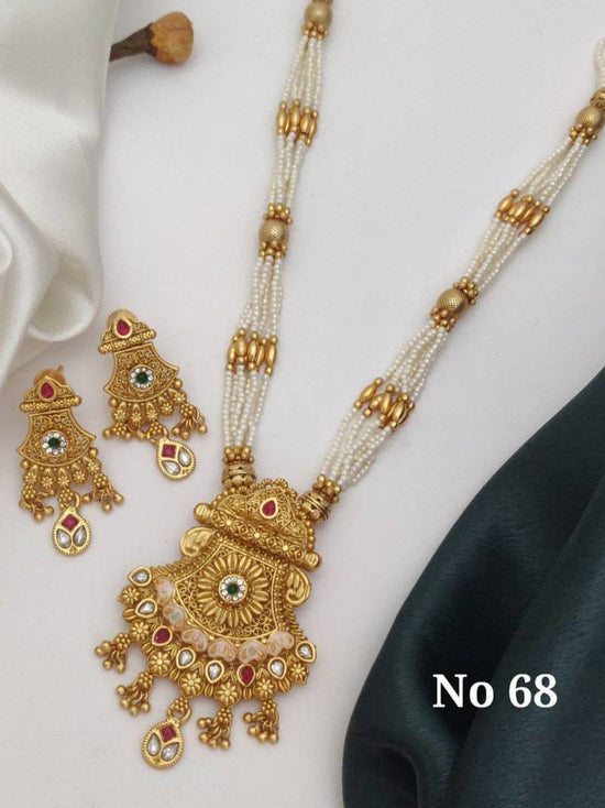 Brass High Gold Mala Pendal Set 17