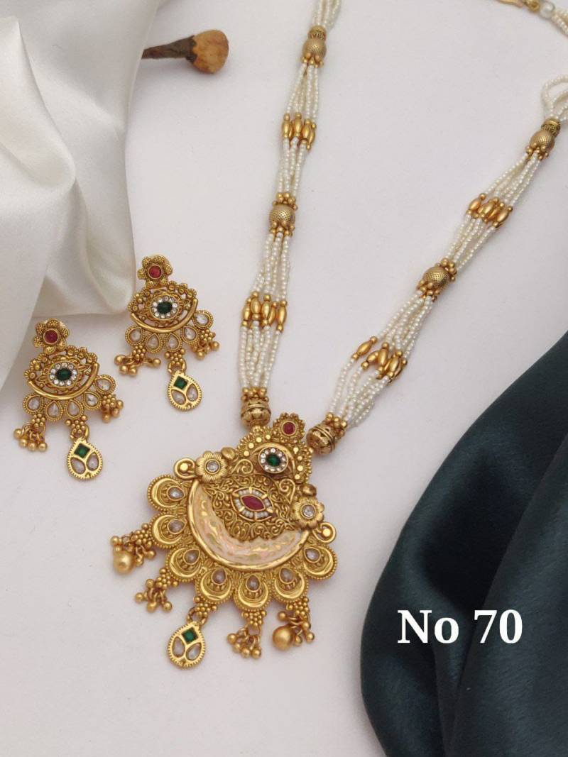 Brass High Gold Mala Pendal Set 17