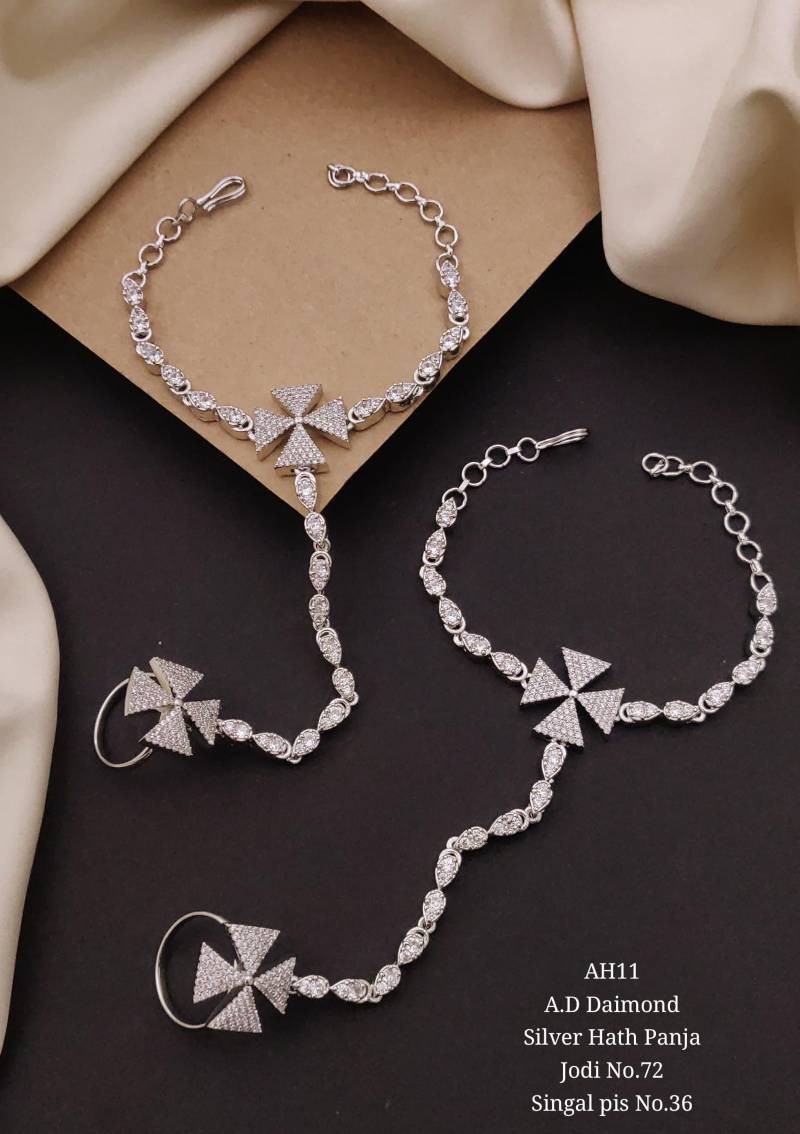 AD Diamond Silver And Rose Gold Hath Panja 1