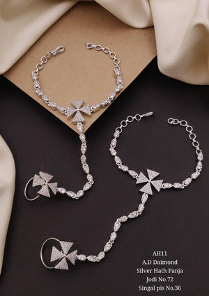 AD Diamond Silver And Rose Gold Hath Panja 1
