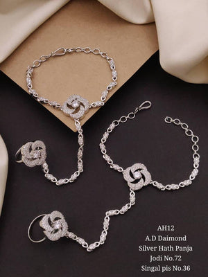 AD Diamond Silver And Rose Gold Hath Panja 1