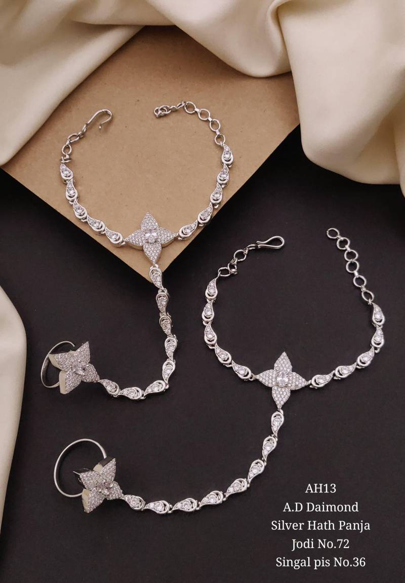 AD Diamond Silver And Rose Gold Hath Panja 1
