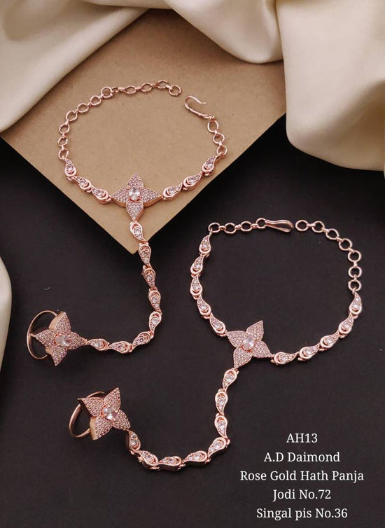 AD Diamond Silver And Rose Gold Hath Panja 1