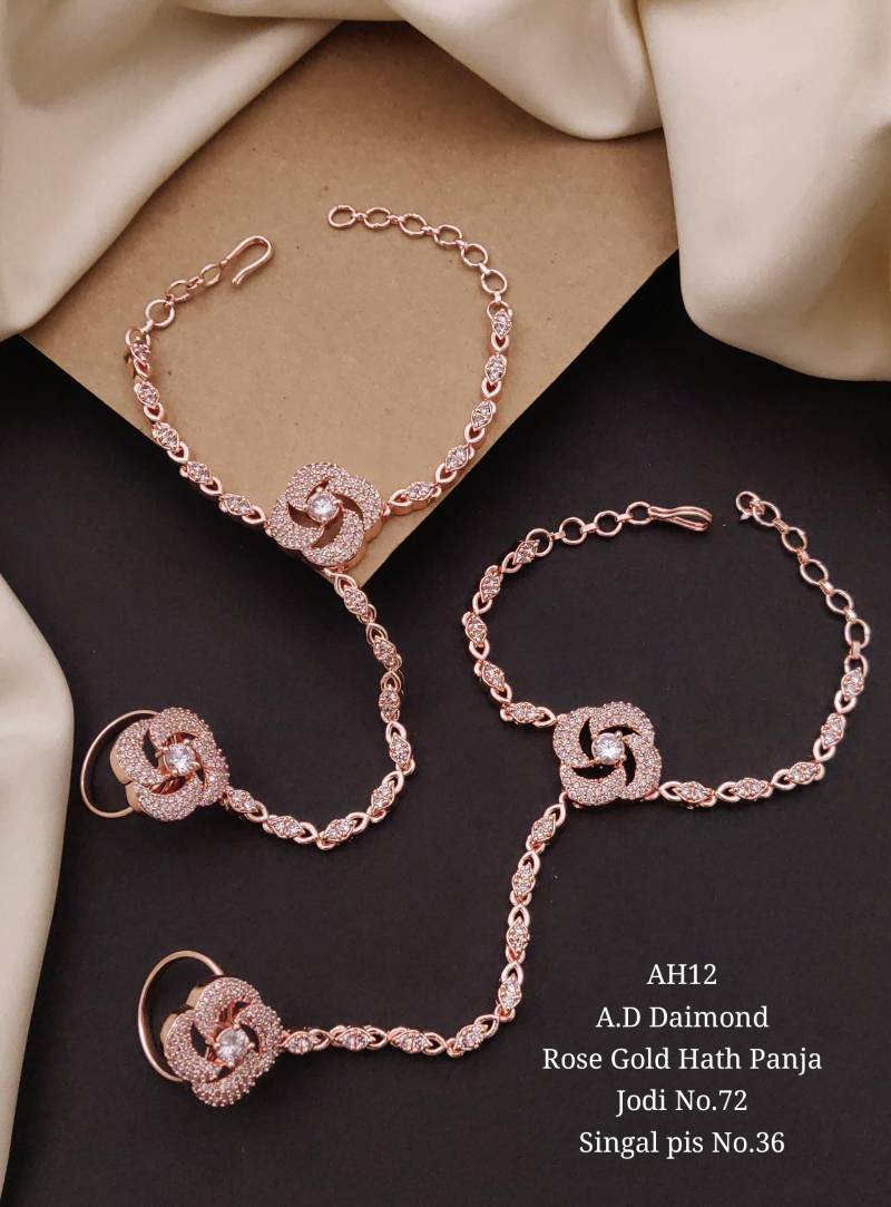 AD Diamond Silver And Rose Gold Hath Panja 1