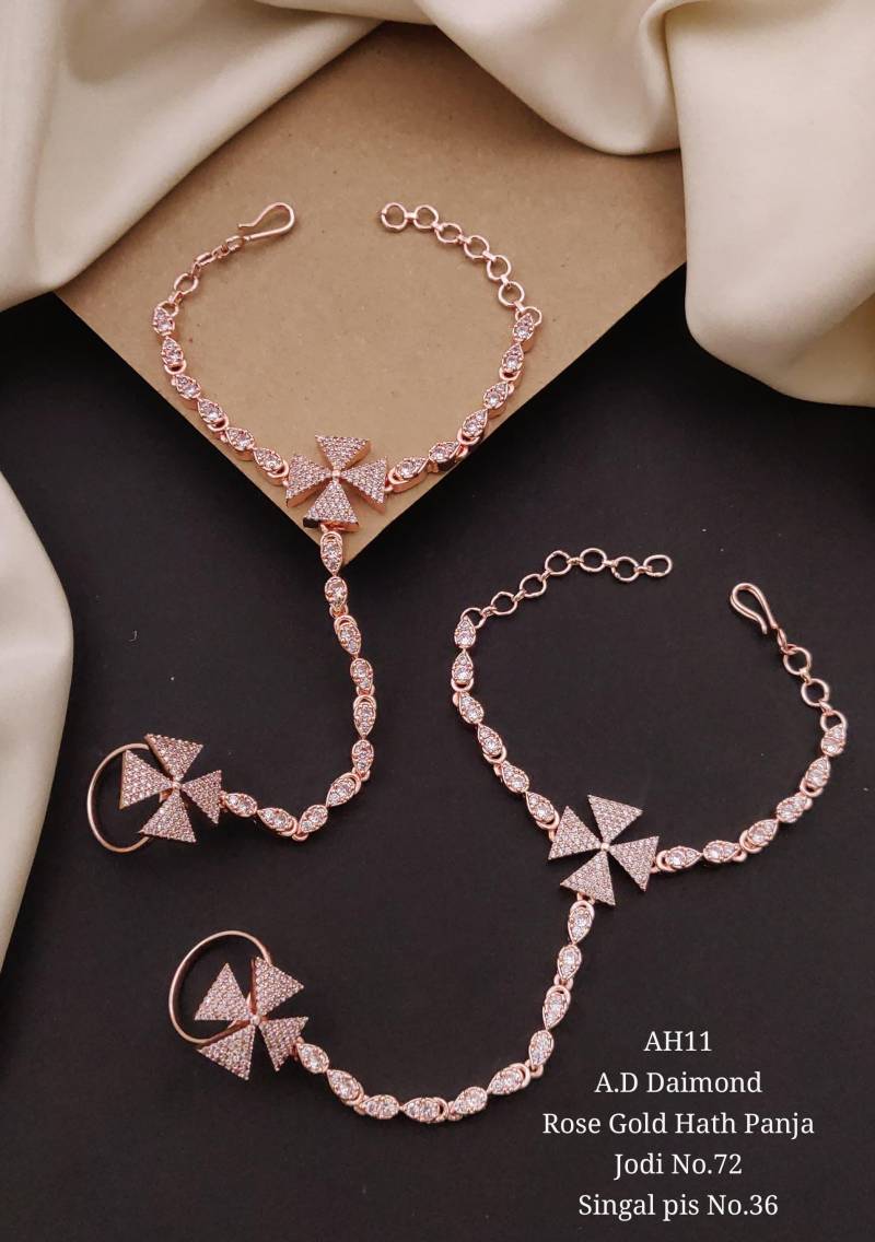 AD Diamond Silver And Rose Gold Hath Panja 1