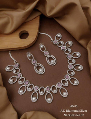 Ad Diamond Silver Necklace 40