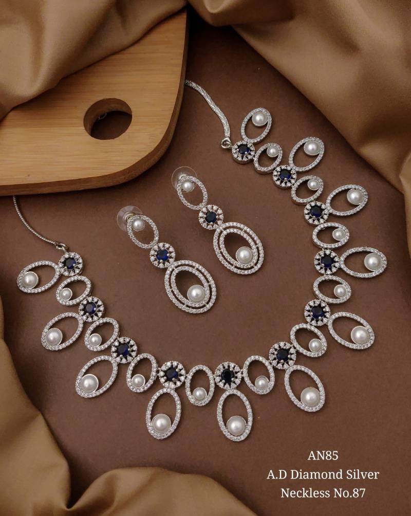 Ad Diamond Silver Necklace 40