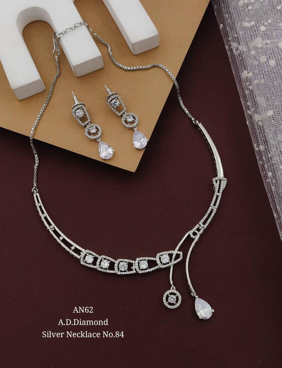Ad Diamond Silver Necklace 40