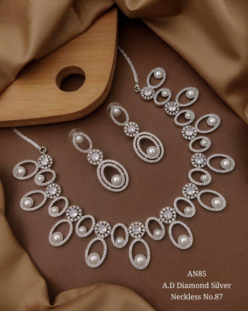 Ad Diamond Silver Necklace 40