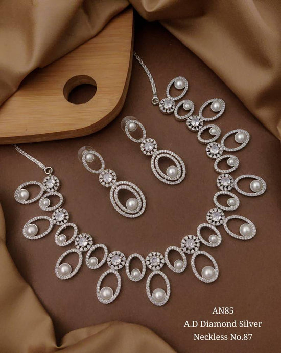 Ad Diamond Silver Necklace 40
