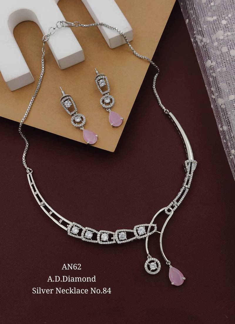 Ad Diamond Silver Necklace 40