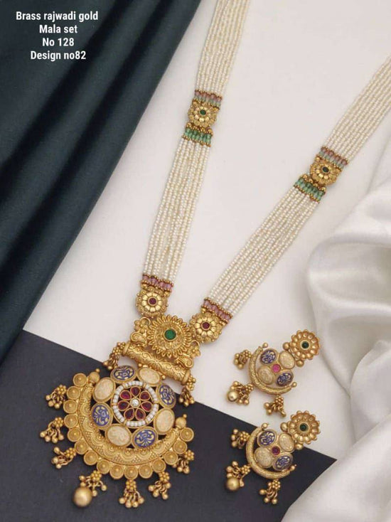 Brass Rajwadi Gold Mala Set 8
