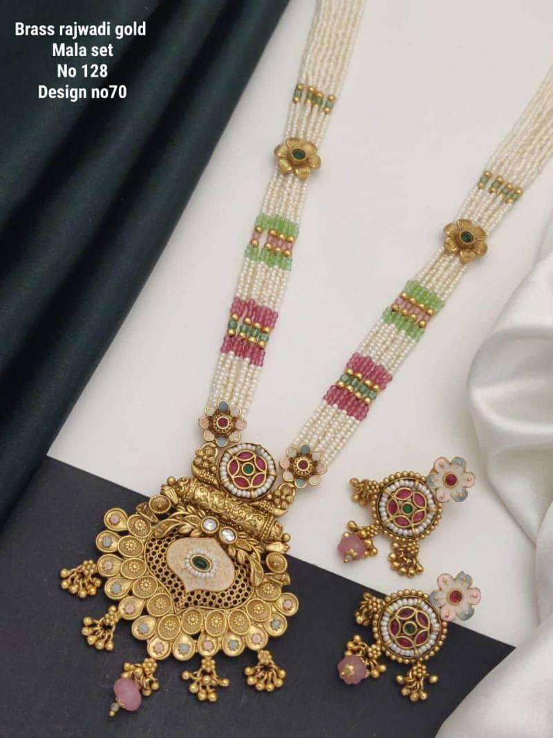 Brass Rajwadi Gold Mala Set 8
