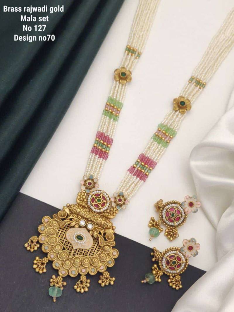 Brass Rajwadi Gold Mala Set 8