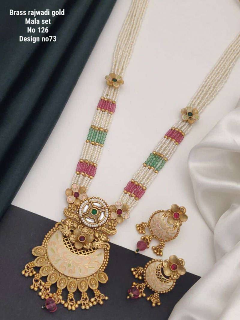 Brass Rajwadi Gold Mala Set 8