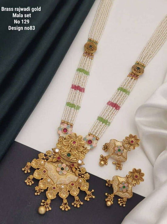 Brass Rajwadi Gold Mala Set 8
