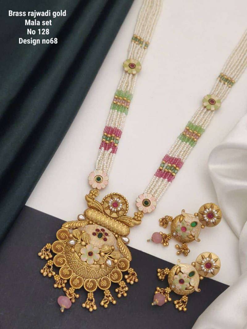 Brass Rajwadi Gold Mala Set 8