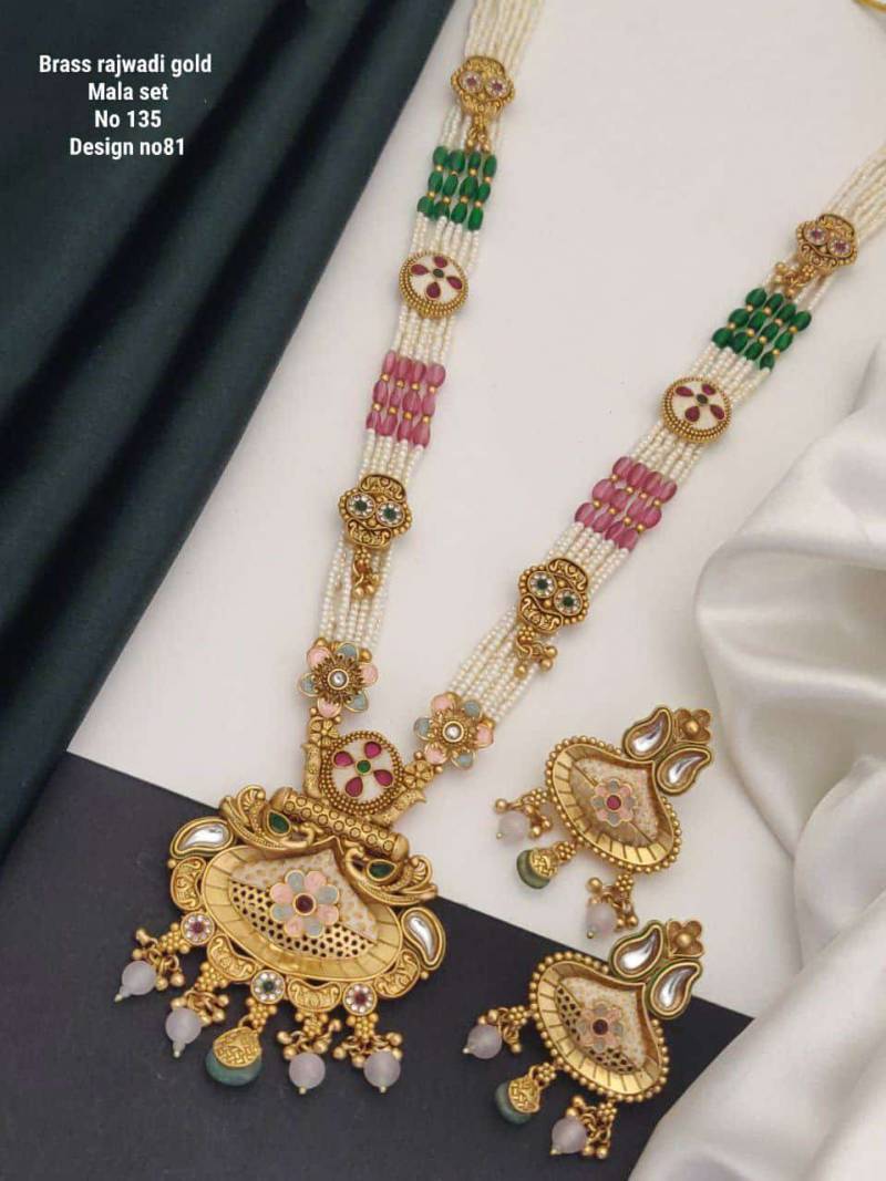 Brass Rajwadi Gold Mala Set 9