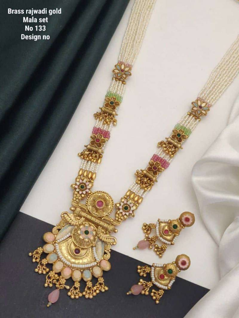 Brass Rajwadi Gold Mala Set 9