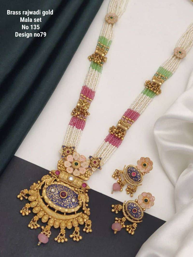 Brass Rajwadi Gold Mala Set 9