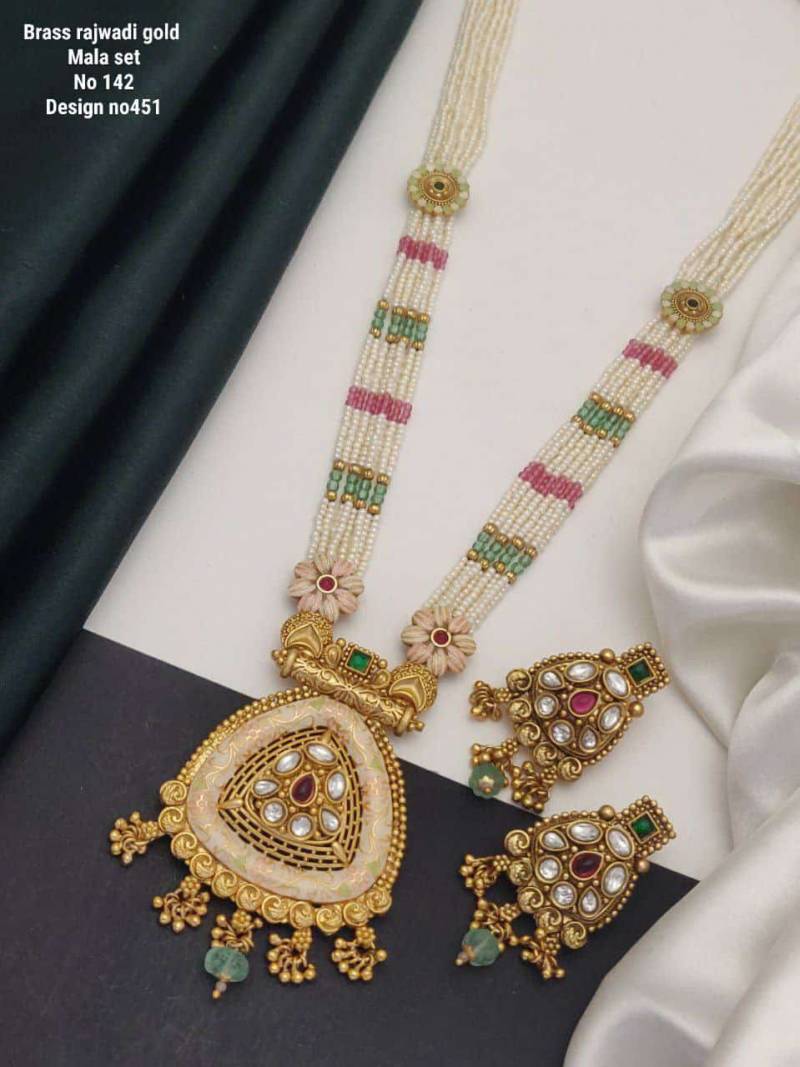 Brass Rajwadi Gold Mala Set 10