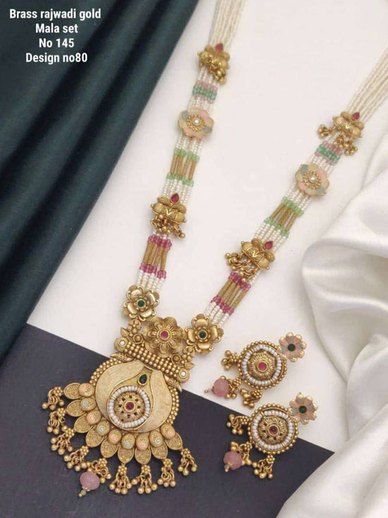 Brass Rajwadi Gold Mala Set 10