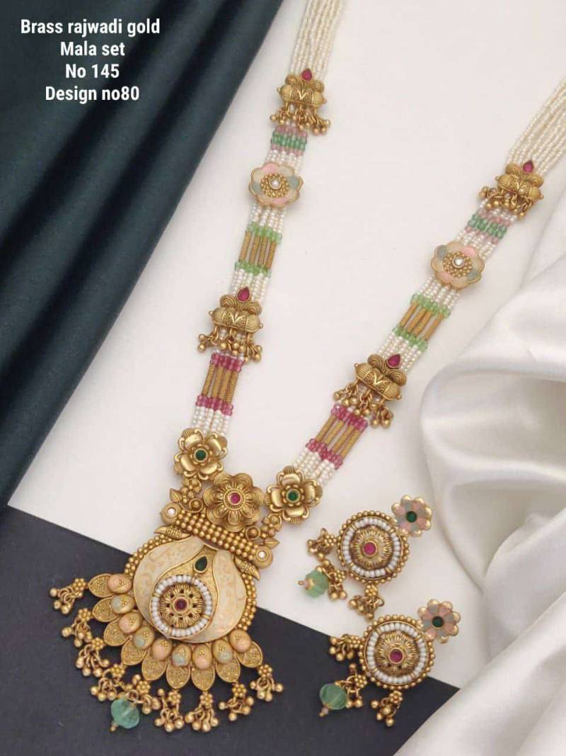Brass Rajwadi Gold Mala Set 10
