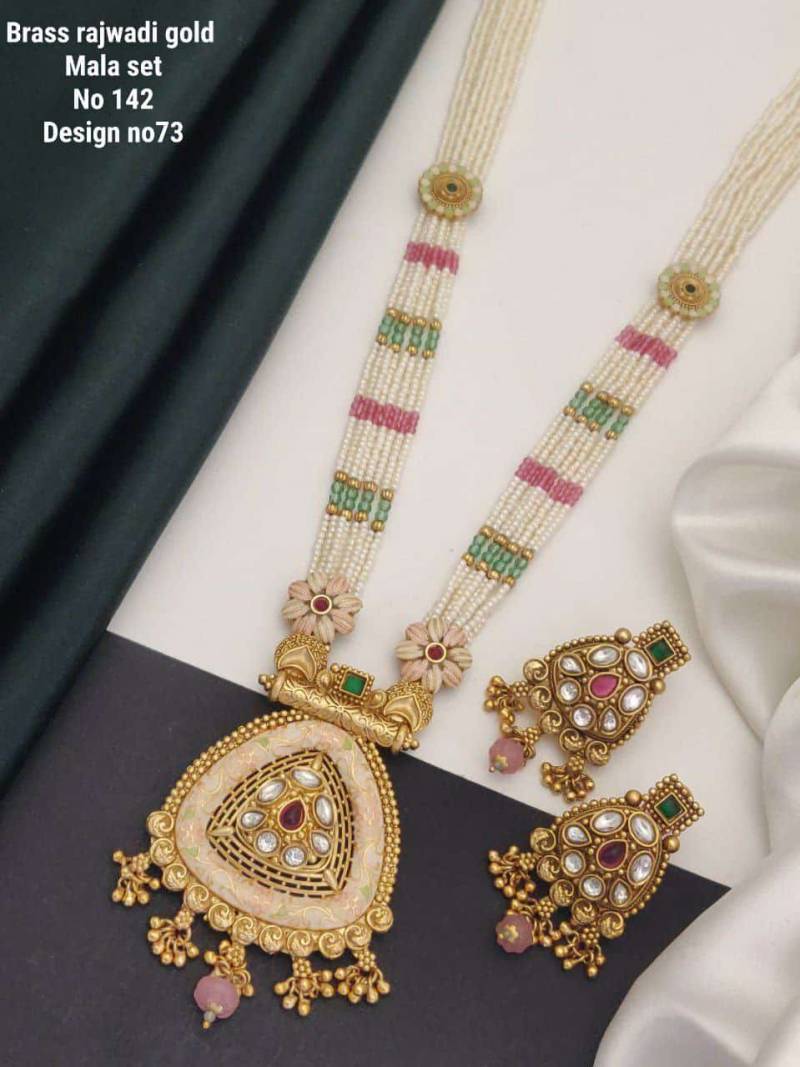 Brass Rajwadi Gold Mala Set 10