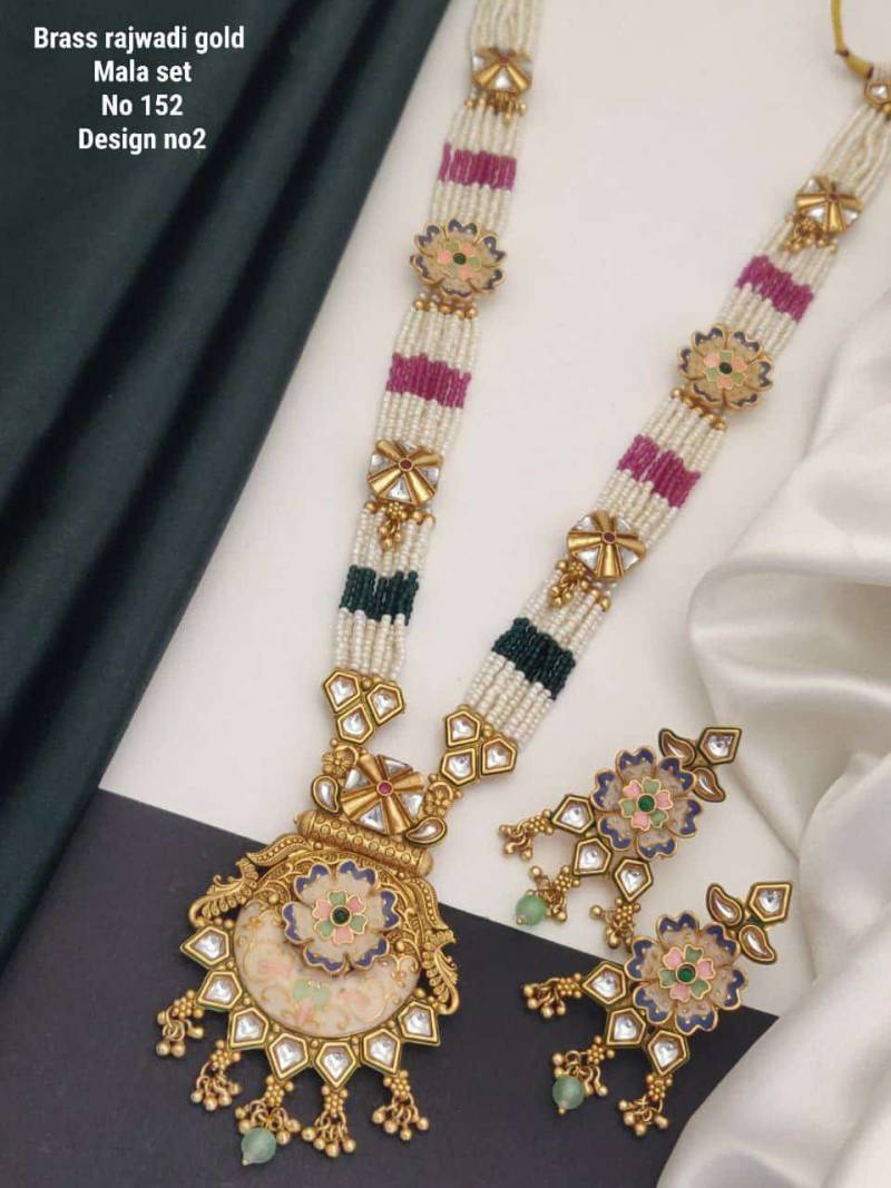 Brass Rajwadi Gold Mala Set 12
