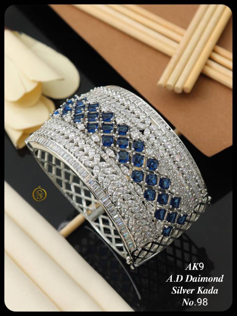AD Diamond Silver And Rose Gold Kada 19
