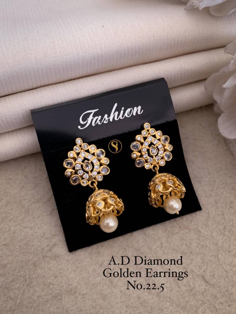 AD Diamond Silver And Rose Gold Earrings 9 (25 Pcs)