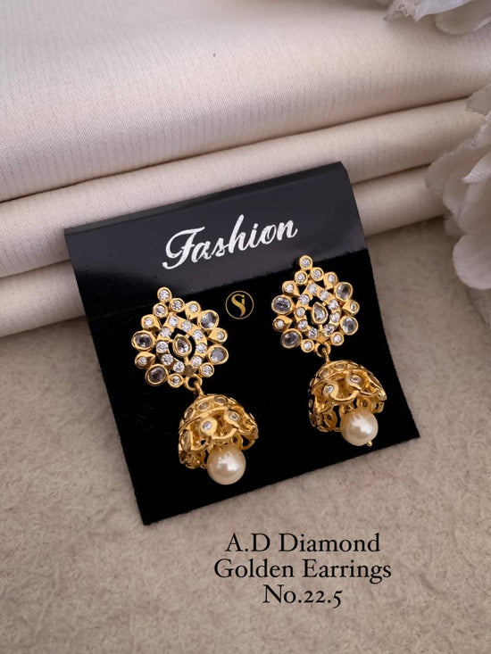 AD Diamond Silver And Rose Gold Earrings 9 (25 Pcs)