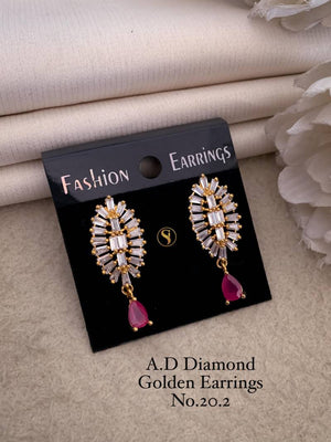 AD Diamond Silver And Rose Gold Earrings 9 (25 Pcs)