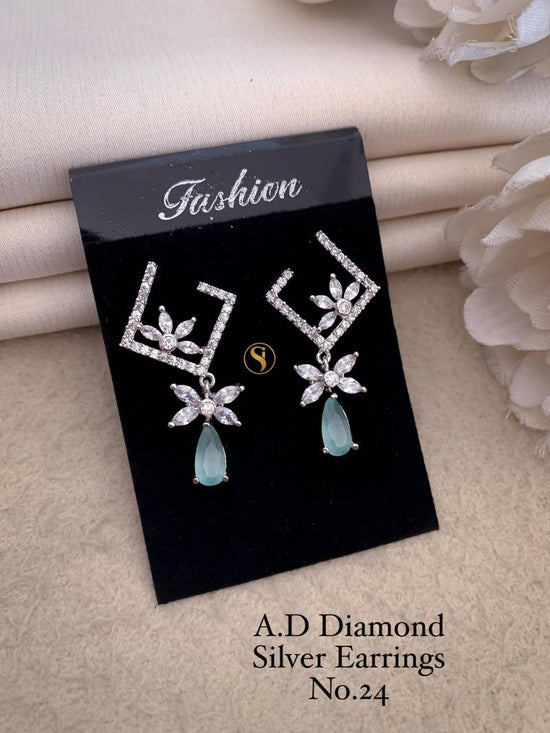 AD Diamond Silver And Rose Gold Earrings 9 (25 Pcs)