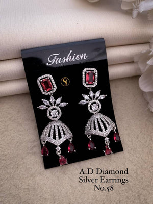 AD Diamond Silver And Rose Gold Earrings 10 (3 Pcs)