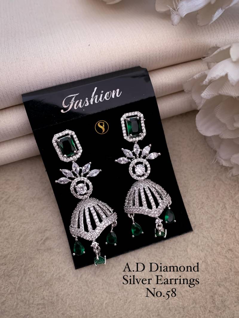 AD Diamond Silver And Rose Gold Earrings 10 (3 Pcs)