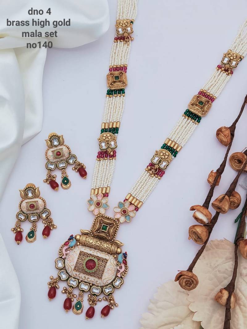 Brass High Gold Mala Set 14 (4 Pcs)