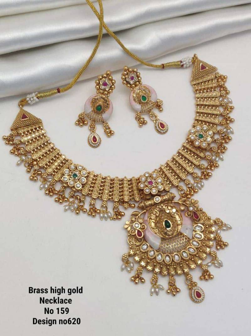 Brass High Gold Necklace 12 (2 Pcs)