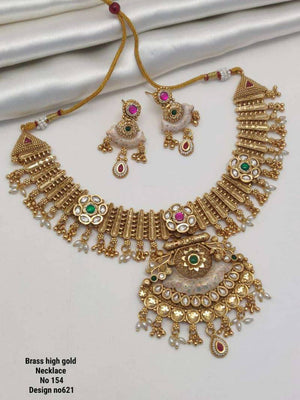 Brass High Gold Necklace 12 (2 Pcs)