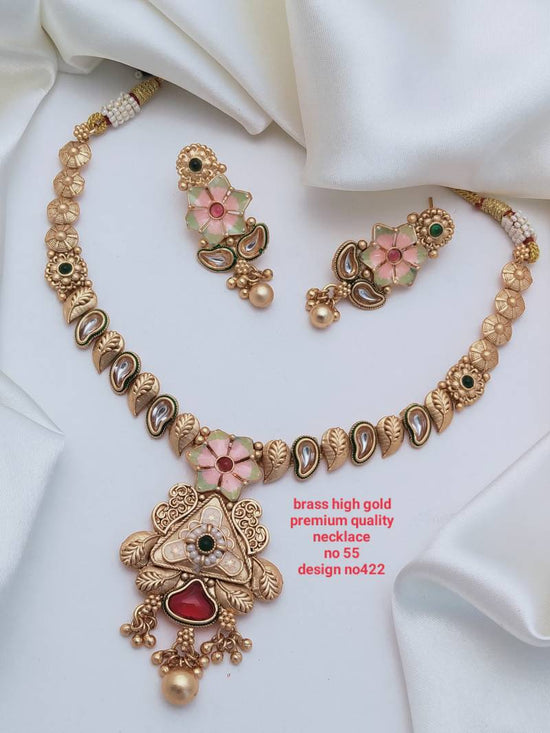 Brass Rajwadi Gold Necklace 15 (11 Pcs)