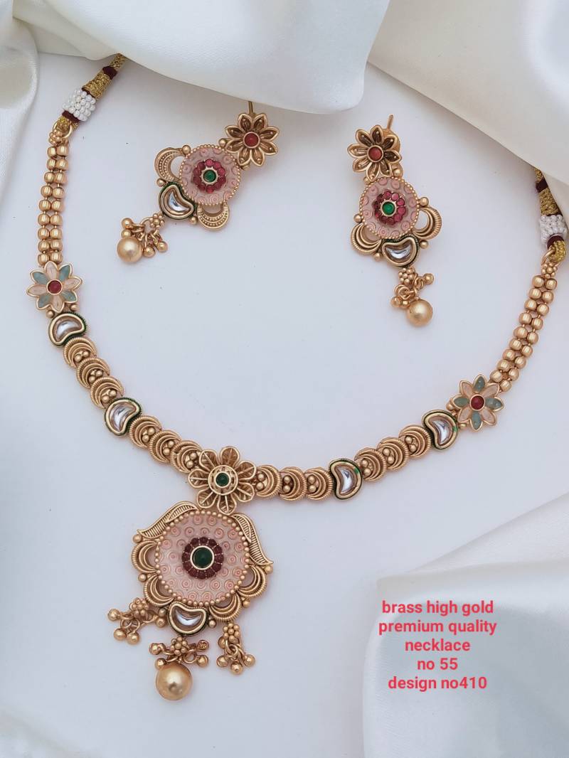 Brass Rajwadi Gold Necklace 15 (11 Pcs)