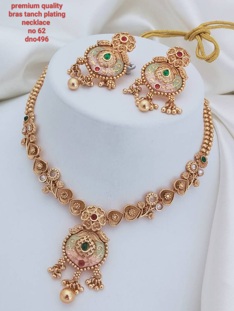 Brass Rajwadi Gold Necklace 16 (11 Pcs)