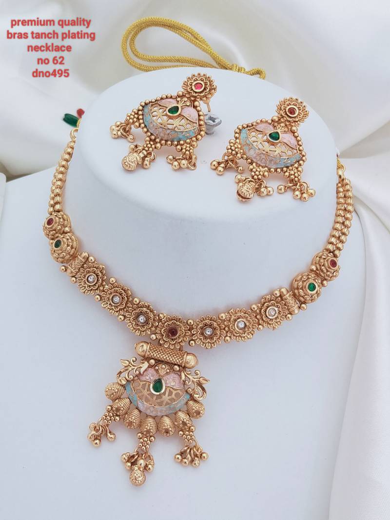 Brass Rajwadi Gold Necklace 16 (11 Pcs)