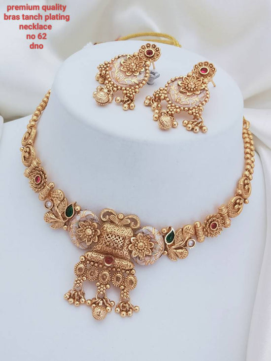Brass Rajwadi Gold Necklace 16 (11 Pcs)